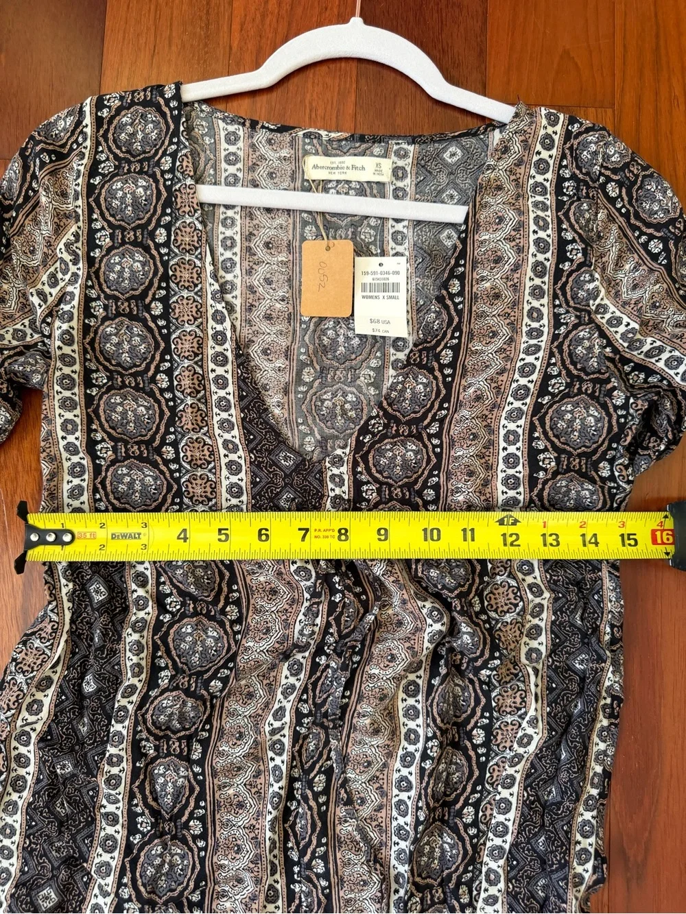 NWT Abercrombie and Fitch Boho Printed Maxi Dress in Black and Taupe